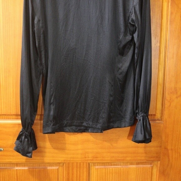Escada vintage Black Silk Ruffle Button Down Blouse 100% Silk Germany 36 - Picture 10 of 16